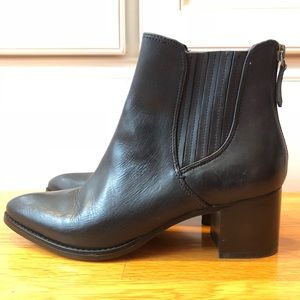 Halogen booties with block heel